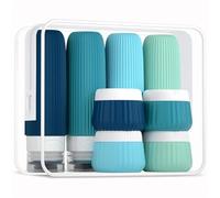 Flaconi in silicone a prova di perdite e comprimibili da 3 once, adatti for shampoo gel doccia, 8 pezzi, essenziali for la stagione dei viaggi Per Viaggio(Blue)