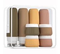 Flaconi in silicone a prova di perdite e comprimibili da 3 once, adatti for shampoo gel doccia, 8 pezzi, essenziali for la stagione dei viaggi Per Viaggio(Brown)