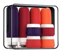 Flaconi in silicone a prova di perdite e comprimibili da 3 once, adatti for shampoo gel doccia, 8 pezzi, essenziali for la stagione dei viaggi Per Viaggio(Red)