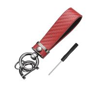 Flaconi Porta Chiavi Auto,Portachiavi per Auto,Portachiavi Auto Pelle,Porta Chiavi con 1 Anello a D,1 Cacciaviti,2 Anelli Portachiavi,Compatibile con la Maggior Parte dei Portachiavi per Auto(Rosso)