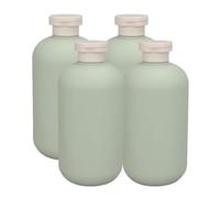 Flaconi Ricaricabili Verde Set di 4 da Viaggio 500ml in Plastica | Balsamo e Bagnoschiuma, Formato Compatto e Portatile, Shampoo, Pratico per Viaggi e Trasferte