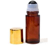 Flaconi roller vuoti da 50 ml, flacone roll on in vetro ambrato con cristalli per oli essenziali, contenitori deodoranti vuoti ricaricabili da viaggio, nero
