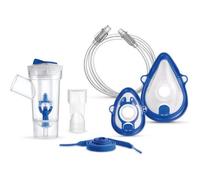 Flaem, Kit Completo Accessori Aerosol, Ampolla RF7 Dual Speed, Mascherina Adulto, Mascherina Pediatrica, Boccaglio, Elastico, Tubetto 1 Mt. Compatibile con Tutti gli Aerosol a Pistone Flaem
