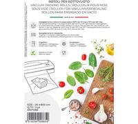 Magic Vac, 2 Rotoli Sottovuoto per Alimenti 20x600, Multistrato e Resistenti, in