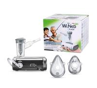 Flaem, Wi.Neb Go, Aerosol Portatile Silenzioso per le Basse Vie Respiratorie, Macchina Aerosol Adulti e Bambini Certificata con Mascherine Soft Touch, Batteria, Alimentatore, Custodia, Made in Italy