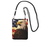 Flag and Eagle Borsa a tracolla per telefono per donne e uomini impermeabile mini borsa per cellulare portafoglio piccole borse a tracolla con cinturino regolabile da viaggio sacchetto per cellulare