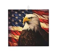 Flag and Eagle - Tappetino scolapiatti super assorbente, con gancio, facile da pulire, accessori da cucina, scolapiatti per piatti, 45,7 x 40,6 cm