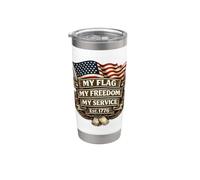 Flag My Freedom My Service Est 1776 Active Duty USA Bandiere Bicchiere termico in acciaio inox doppia parete