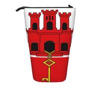 Flag of Gibraltar - Astuccio portamatite espandibile con supporto, in tessuto Oxford multi-design, altezza regolabile, trousse multiuso per cosmetici