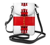 Flag of Gibraltar - Portafoglio capiente per cellulare, versatile, in tela, con cinturino in pelle regolabile, nero, taglia unica