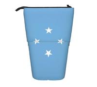 Flag of Micronesia - Astuccio portamatite espandibile con supporto, in tessuto Oxford multi-design, altezza regolabile, trousse multiuso per cosmetici