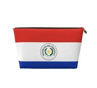 Flag of Paraguay - Beauty case da viaggio in pelle, riutilizzabile, organizer per cosmetici e accessori per il trucco, custodia con cerniera per la conservazione quotidiana, oro, taglia unica