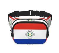 Flag of Paraguay Marsupio quadrato a doppio strato con cinghia regolabile per attività all'aperto, nero, taglia unica, Nero , Taglia unica
