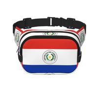 Flag of Paraguay - Marsupio unisex regolabile a doppio strato, per attività all'aperto, viaggi, corsa, escursionismo, Nero , Taglia unica