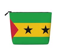 Flag of Sao Tome and Principe Organizer versatile per articoli da toeletta: borsa per trucchi in canapa finta, borsa da viaggio per accessori per il trucco, nera, taglia unica