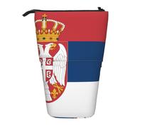 Flag of Serbia - Astuccio portamatite espandibile con supporto, in tessuto Oxford multi-design, altezza regolabile, borsa cosmetica multiuso