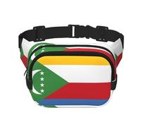 Flag of the Comoros Marsupio quadrato a doppio strato con cinghia regolabile per attività all'aperto, nero, taglia unica, Nero , Taglia unica