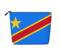 Flag of the Congo - Trousse per il trucco in finto lino, impermeabile, con chiusura a cerniera, per le tue esigenze quotidiane o di viaggio, Nero , Taglia unica