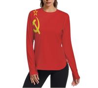 Flag of The Soviet Union - Camicia da sole da donna con protezione UV UPF 50+, ad asciugatura rapida, a maniche lunghe, per escursionismo e atletica, Bandiera dell'Unione Sovietica, L