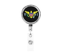 Flag of Us Virgin Islands Bobina porta badge in metallo resistente, porta badge retrattile con clip da cintura per porta badge identificativo dipendente Insegnante