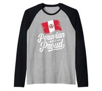 Flag Peru Girl Peruvian Sud America Paese Maglia con Maniche Raglan