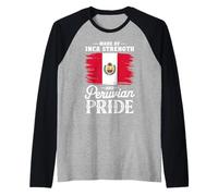 Flag Peru Girl Peruvian Sud America Paese Maglia con Maniche Raglan