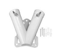 Flag Pole Holder - Garden Flags Stoppers | Double Hole Flag Pole Holder | Rust Free Heavy Duty Metal FlagpoleHolder for Garden, Patio, Lawn, Outside House, Porch | Double Hole Design At A 45-Degree