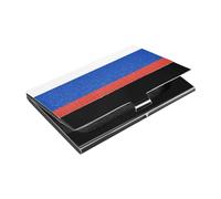 Flag Russia Slim porta biglietti da visita sottile con custodia in pelle e acciaio inossidabile con porta carte per viaggi a casa o in ufficio