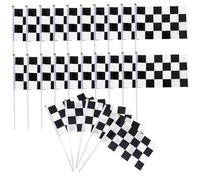 FLAGGI RACINGS 25PCS da 5, 5x8 pollici bandiere di gara in poliestere su bastoncini Sostituzione portatile Fandiera a scacchi in bianco e nero per le corse automobilistiche