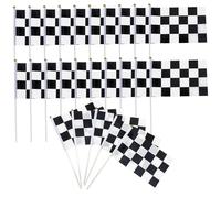 FLAGGI RACINGS 25PCS da 5,5x8 pollici bandiere di gara in poliestere su bastoncini Sostituzione portatile Fandiera a scacchi in bianco e nero per le corse automobilistiche