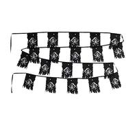 Flaglink Dead Man's Chest Flag Set di 20 bandiere - Lunghezza 9 m - Skull Bones Jolly Roger Crossbone Creepy Ragged Pirate Flag String