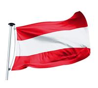 FLAGLY bandiera Austria 100 x 150 cm -160g/m² peso del tessuto - tessuto per bandiera navale fatto a mano, robusto e resistente alle intemperie con occhielli (100 x 150 cm, Austria)