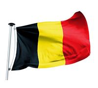 FLAGLY bandiera Belgio 100 x 150 cm -160g/m² peso del tessuto - tessuto per bandiera navale fatto a mano, robusto e resistente alle intemperie con occhielli (100 x 150 cm, Belgio)