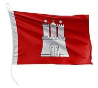 FLAGLY Bandiera di alta qualità Amburgo, 40 x 60 cm, peso tessuto 115 g/m², stampata, robusta con maglia e passante, accessori per barche a motore (40 x 60 cm, Amburgo)