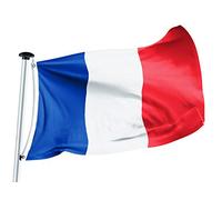 FLAGLY bandiera Francia 100 x 150 cm -160g/m² peso del tessuto - tessuto per bandiera navale fatto a mano, robusto e resistente alle intemperie con occhielli (100 x 150 cm, Francia)