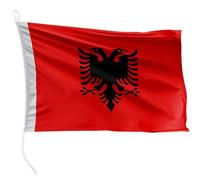 FLAGLY bandiera per barca Albania 30 x 20 cm formato orizzontale - peso del tessuto 115g/m² - stampata, robusta con corda e occhiello, accessori per barca barca a motore