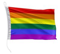 FLAGLY bandiera per barca arcobaleno 30 x 20 cm formato orizzontale - peso del tessuto 115g/m² - stampata, robusta con corda e occhiello, accessori per barca barca a motore