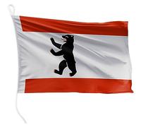 FLAGLY Bandiera per barche Berlino, 30 x 45 cm, peso 115 g/m², stampata, robusta con maglia e passante, accessori per barche a motore (30 x 45 cm, Berlino)