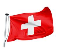 FLAGLY Bandiera svizzera di alta qualità, 100x150 cm, peso del tessuto: 115 g/m², realizzata a mano, con occhielli, bandiere nazionali svizzera