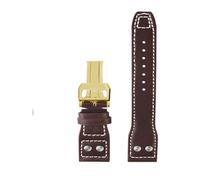 FLAGPVPAGT Cinturino Fit For Orologio Con Rivetti Da 21-22 Mm Adatto Fit For TOP GUN, Marrone, Nero E Blu.(Brown gold buckle,21mm)