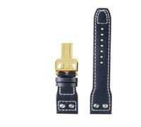 FLAGPVPAGT Cinturino Fit For Orologio Con Rivetti Da 21-22 Mm Adatto Fit For TOP GUN, Marrone, Nero E Blu.(Blue gold buckle,22mm)