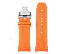 FLAGPVPAGT Cinturino In Gomma Con Estremità Curva Da 21 Mm E 22 Mm, Adatto Fit For Cinturino Da Polso In Silicone Starfish Diving T120 T120417A, Da Uomo, Nero E Blu.(Orange silver,21mm)