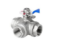 FLAGPVPAGT Valvola a sfera a tre vie in acciaio inossidabile 304 con fibbia interruttore Tipo L/T valvola a filo interno uno dentro e due fuori 6/4 minuti(DN15,T-TYPE_316L)