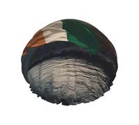 Flags by the River - Cuffia da doccia riutilizzabile a doppio strato, impermeabile, con fascia elastica, per bagno, spa, salone, doccia, per donne e uomini