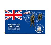 Flags des Malouines | Barca da e per capanne sugli alberi | Bandiera ' Jack 0.9 x 1.5 m con Sua Maestà la Regina, che commemora la Guerra delle Falkland