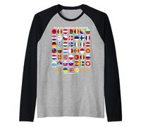 Flags of Europe 45 Countries Flags of European Geography Maglia con Maniche Raglan