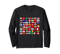 Flags of The Countries of The World Graphic Cool Designs Maglia a Manica