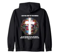 Flags of The World - Christian Faith Cross John 8:12 Light Felpa con Cappuccio