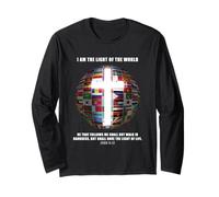 Flags of The World - Christian Faith Cross John 8:12 Light Maglia a Manica