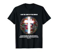 Flags of The World - Christian Faith Cross John 8:12 Light Maglietta